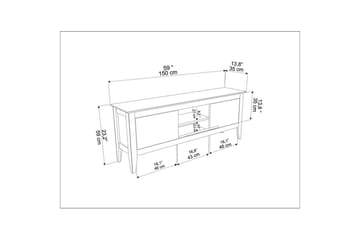 Hue Tv-bänk 150 cm - Beige/Vit - Möbler - TV- & Mediamöbler - TV bänk & mediabänk