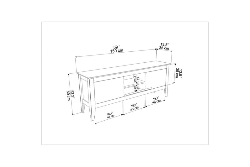 Hue Tv-bänk 150 cm - Beige/Vit - Möbler - TV- & Mediamöbler - TV bänk & mediabänk
