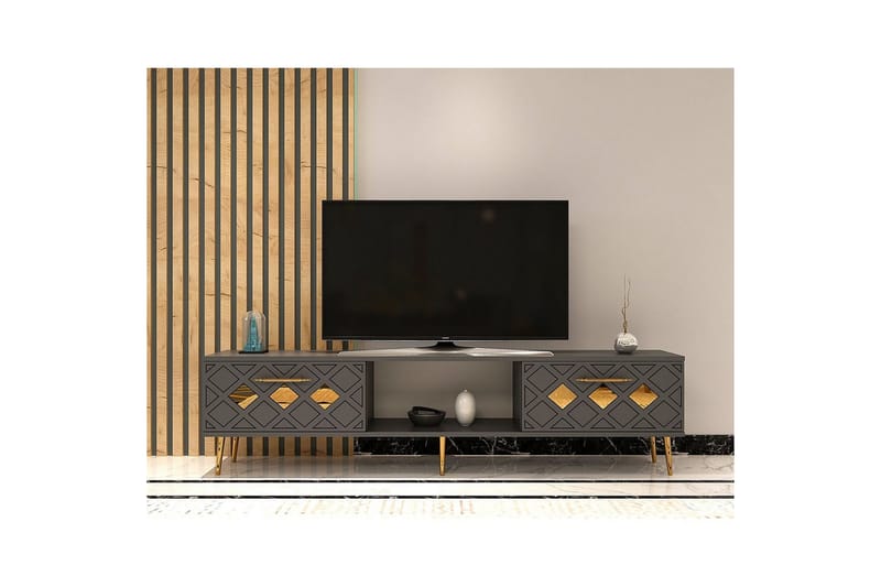 Ilna Tv-bänk 150 cm - Antracit/Guld - Möbler - TV- & Mediamöbler - TV bänk & mediabänk
