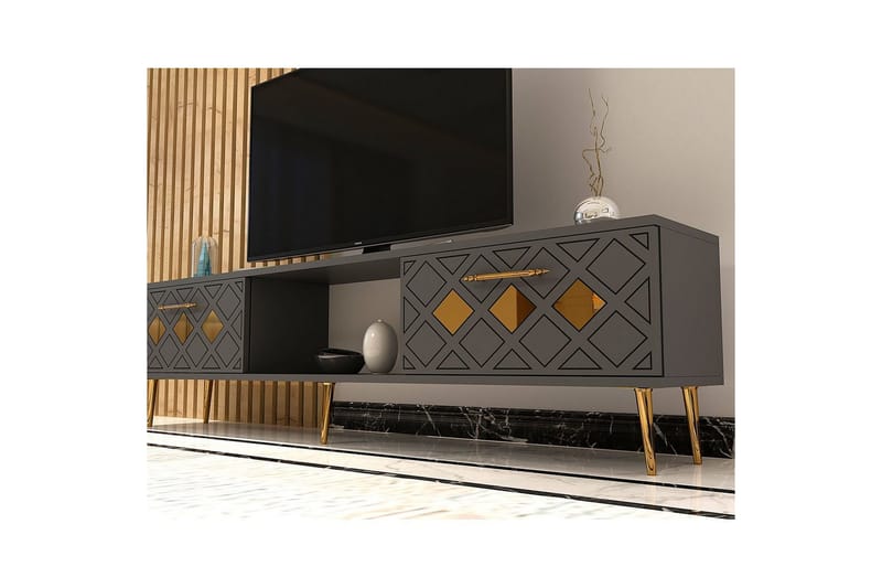 Ilna Tv-bänk 150 cm - Antracit/Guld - Möbler - TV- & Mediamöbler - TV bänk & mediabänk