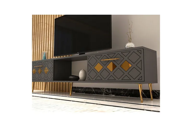 Ilna Tv-bänk 150 cm - Antracit/Guld - Möbler - TV- & Mediamöbler - TV bänk & mediabänk