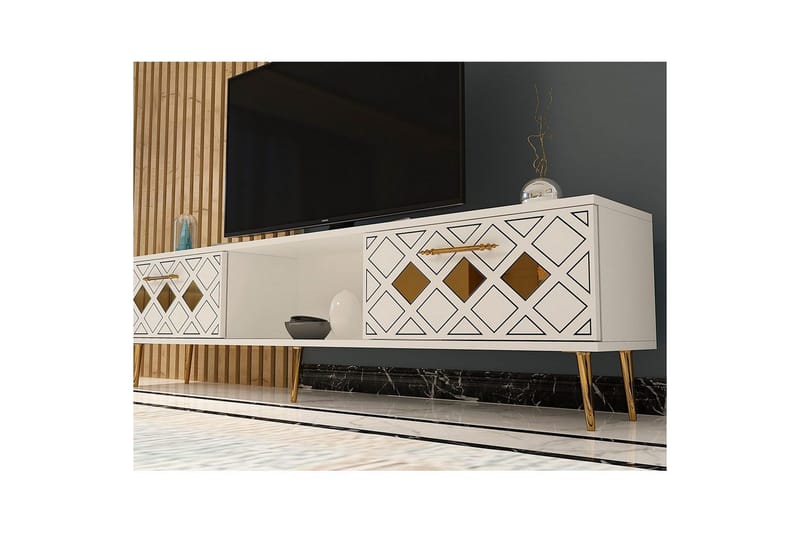 Ilna Tv-bänk 150 cm - Vit/Guld - Möbler - TV- & Mediamöbler - TV bänk & mediabänk