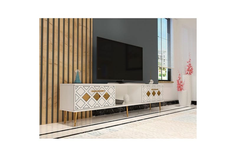 Ilna Tv-bänk 150 cm - Vit/Guld - Möbler - TV- & Mediamöbler - TV bänk & mediabänk