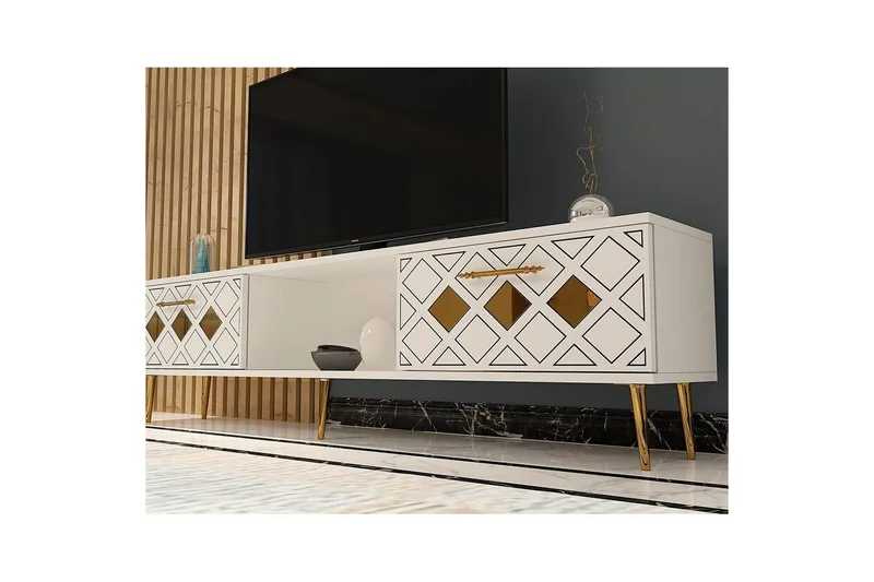 Ilna Tv-bänk 150 cm - Vit/Silver - Möbler - TV- & Mediamöbler - TV bänk & mediabänk