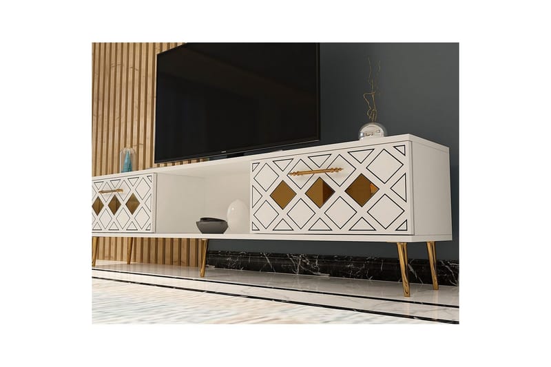 Ilna Tv-bänk 150 cm - Vit/Silver - Möbler - TV- & Mediamöbler - TV bänk & mediabänk