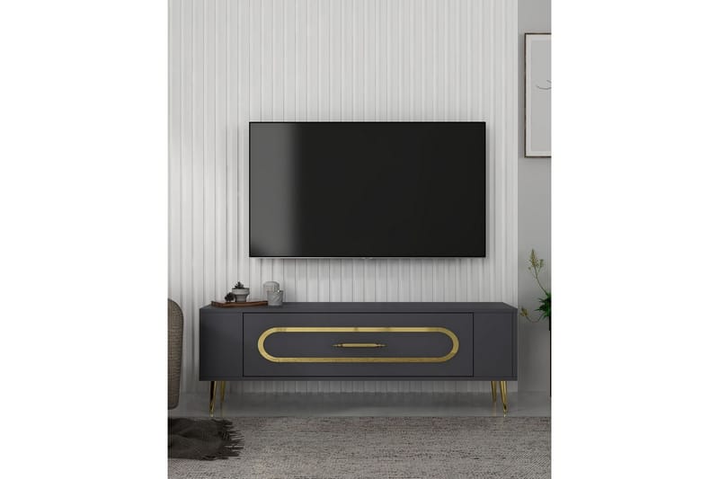 Javin Tv-bänk 120 cm - Antracit/Guld - Möbler - TV- & Mediamöbler - TV bänk & mediabänk