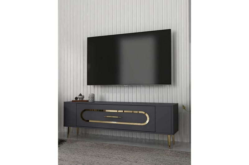 Javin Tv-bänk 120 cm - Antracit/Guld - Möbler - TV- & Mediamöbler - TV bänk & mediabänk