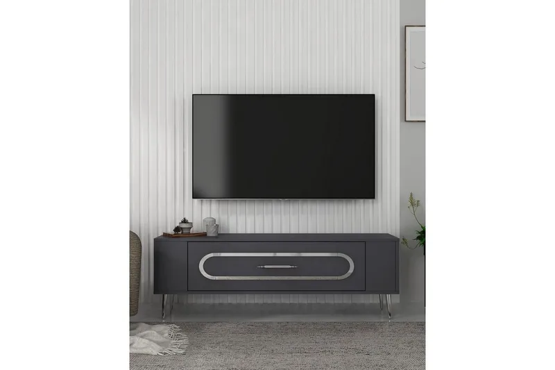 Javin Tv-bänk 120 cm - Antracit/Silver - Möbler - TV- & Mediamöbler - TV bänk & mediabänk