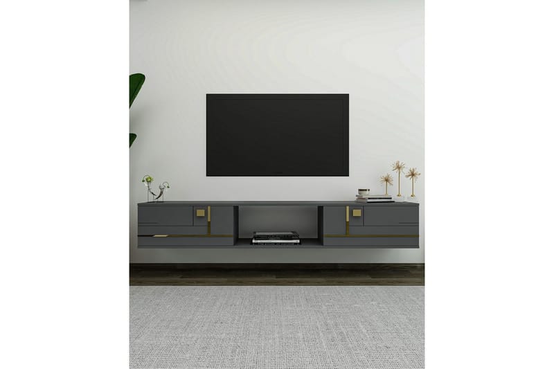 Jorin Tv-bänk 150 cm - Antracit/Guld - Möbler - TV- & Mediamöbler - TV bänk & mediabänk