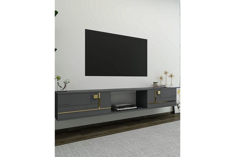 Jorin Tv-bänk 150 cm - Antracit/Guld - Möbler - TV- & Mediamöbler - TV bänk & mediabänk