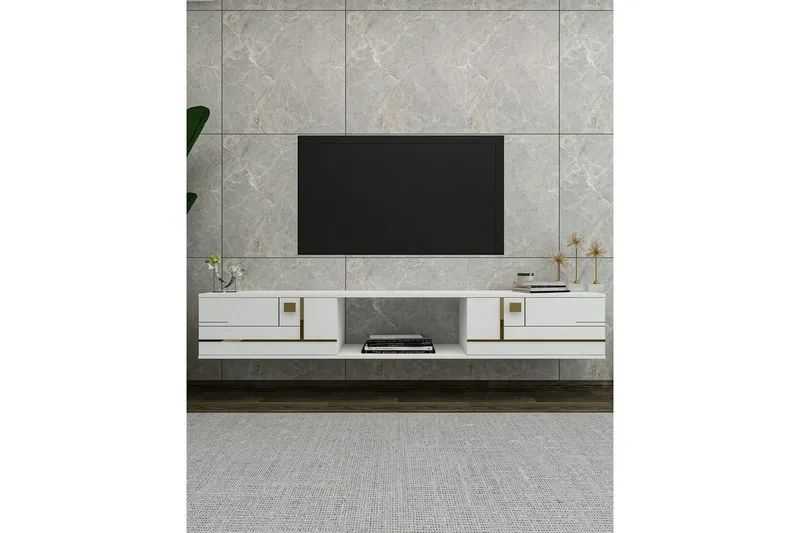 Jorin Tv-bänk 150 cm - Vit/Guld - Möbler - TV- & Mediamöbler - TV bänk & mediabänk
