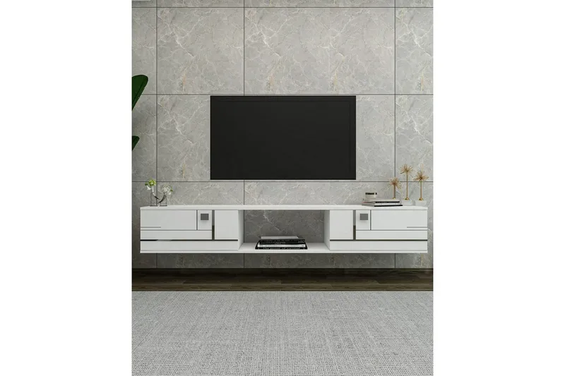Jorin Tv-bänk 150 cm - Vit/Silver - Möbler - TV- & Mediamöbler - TV bänk & mediabänk