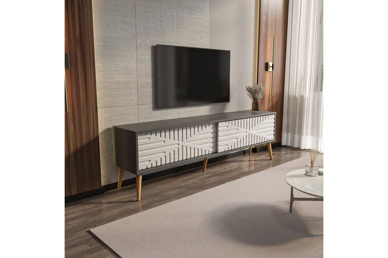 Kalon Tv-bänk 180 cm - Antracit/Vit - Möbler - TV- & Mediamöbler - TV bänk & mediabänk