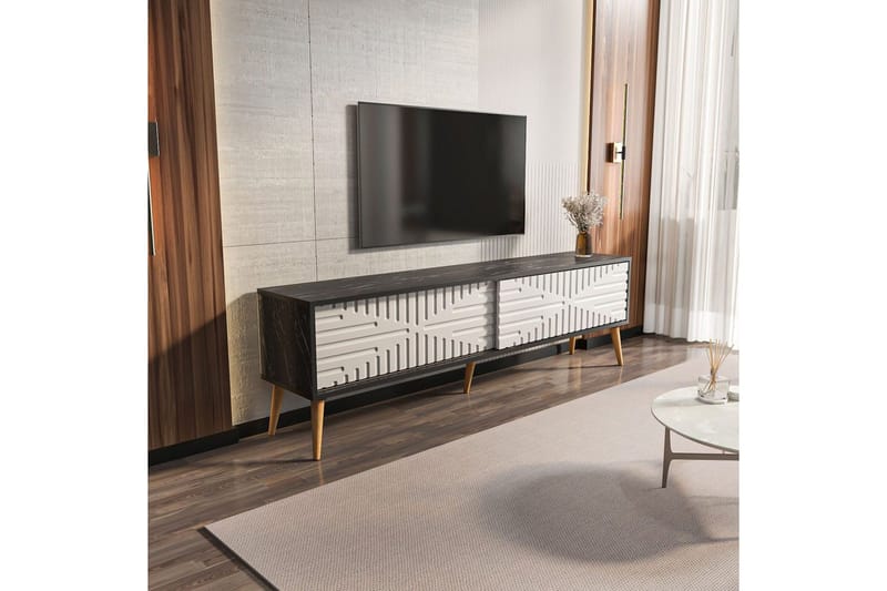 Kalon Tv-bänk 180 cm - Svart/Vit - Möbler - TV- & Mediamöbler - TV bänk & mediabänk