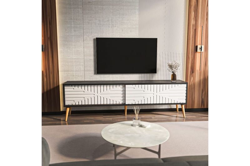 Kalon Tv-bänk 180 cm - Svart/Vit - Möbler - TV- & Mediamöbler - TV bänk & mediabänk