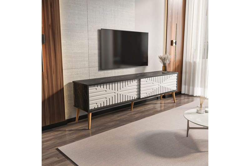 Kalon Tv-bänk 180 cm - Svart/Vit - Möbler - TV- & Mediamöbler - TV bänk & mediabänk