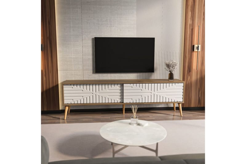Kalon Tv-bänk 180 cm - Valnöt/Vit - Möbler - TV- & Mediamöbler - TV bänk & mediabänk