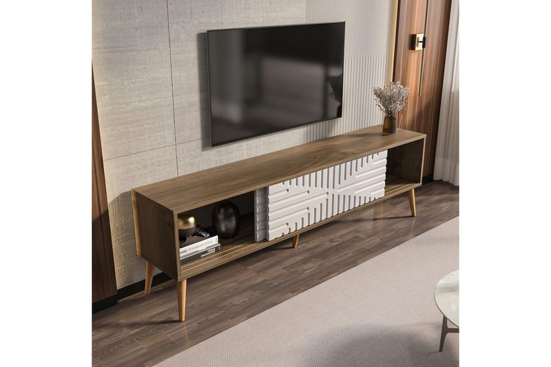 Kalon Tv-bänk 180 cm - Valnöt/Vit - Möbler - TV- & Mediamöbler - TV bänk & mediabänk