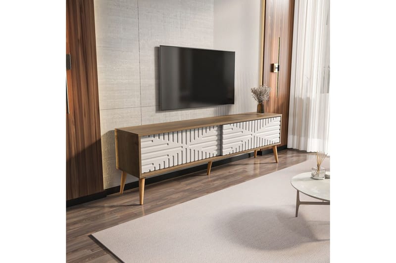 Kalon Tv-bänk 180 cm - Valnöt/Vit - Möbler - TV- & Mediamöbler - TV bänk & mediabänk