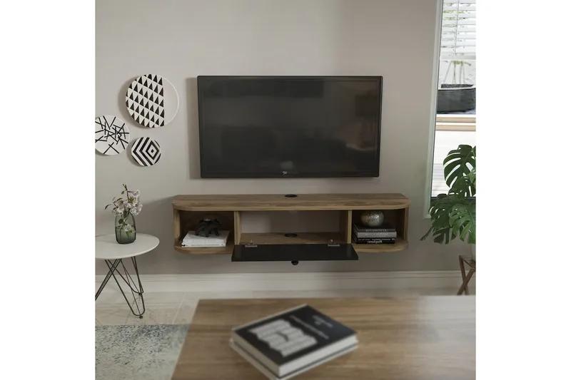 Kalvos Tv-bänk 120 cm - Svart/Ek - Möbler - TV- & Mediamöbler - TV bänk & mediabänk