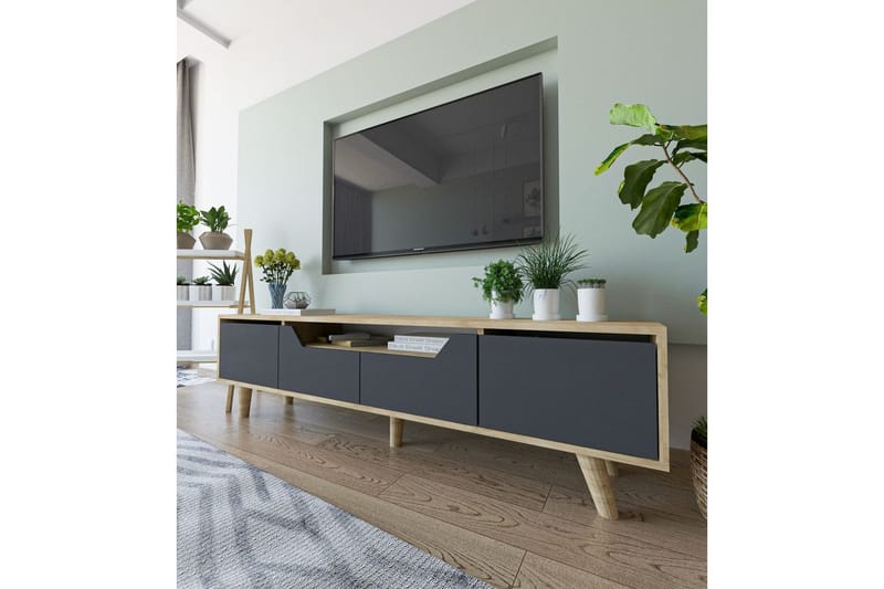 Kollumber Tv-stativ 180x30 cm - Brun/Antracit - Möbler - TV- & Mediamöbler - Mediastativ & väggfäste - Tv-stativ & Tv-väggfäste