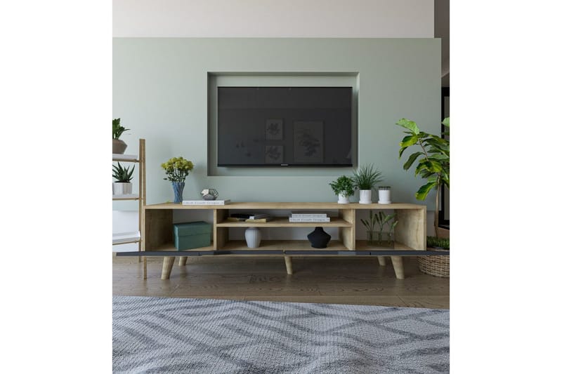 Kollumber Tv-stativ 180x30 cm - Brun/Antracit - Möbler - TV- & Mediamöbler - Mediastativ & väggfäste - Tv-stativ & Tv-väggfäste
