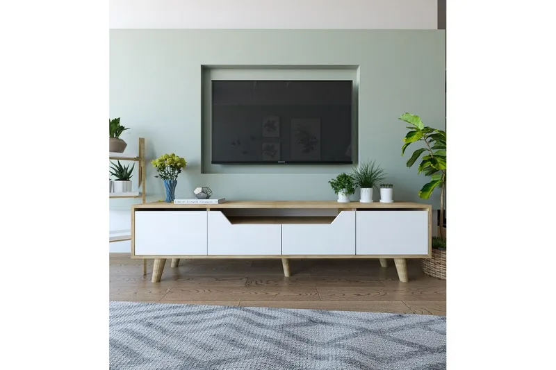 Kollumber Tv-stativ 180x30 cm - Brun/Vit - Möbler - TV- & Mediamöbler - Mediastativ & väggfäste - Tv-stativ & Tv-väggfäste