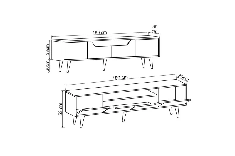 Kollumber Tv-stativ 180x30 cm - Brun/Vit - Möbler - TV- & Mediamöbler - Mediastativ & väggfäste - Tv-stativ & Tv-väggfäste