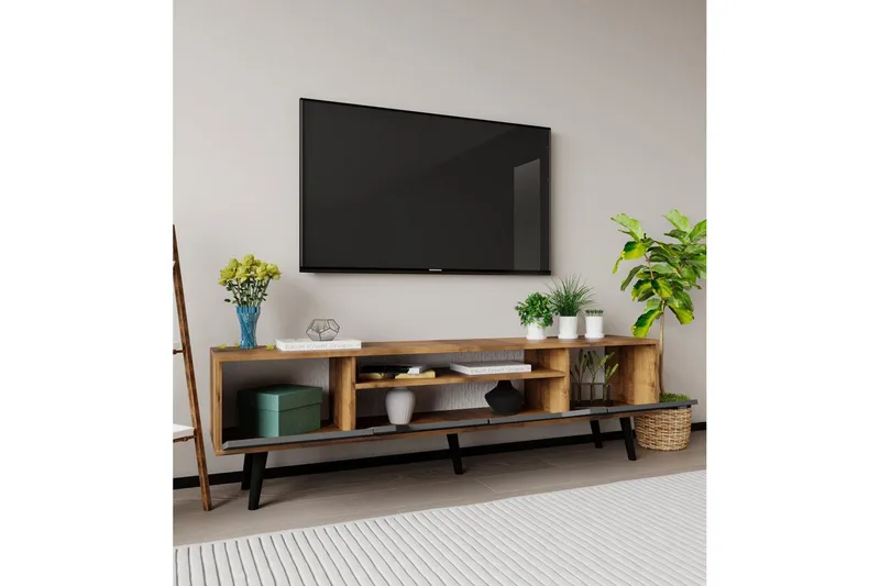 Kollumber Tv-stativ 180x30 cm - Valnöt/Antracit - Möbler - TV- & Mediamöbler - Mediastativ & väggfäste - Tv-stativ & Tv-väggfäste