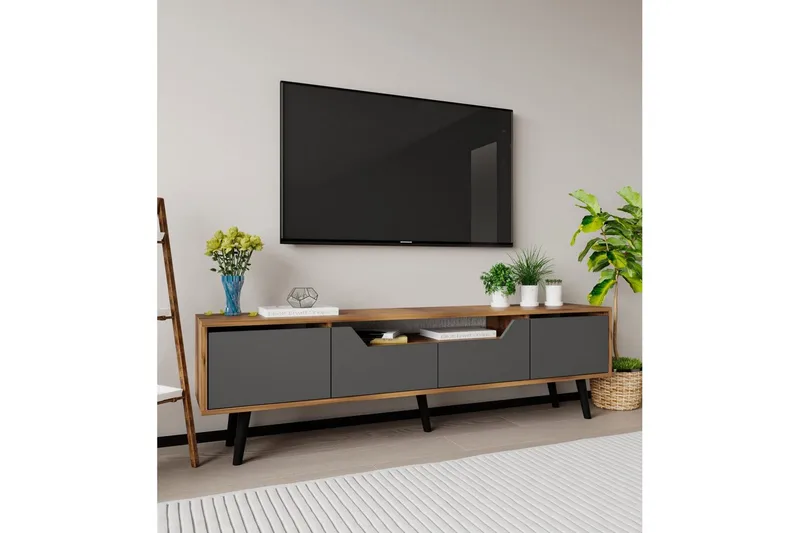 Kollumber Tv-stativ 180x30 cm - Valnöt/Antracit - Möbler - TV- & Mediamöbler - Mediastativ & väggfäste - Tv-stativ & Tv-väggfäste