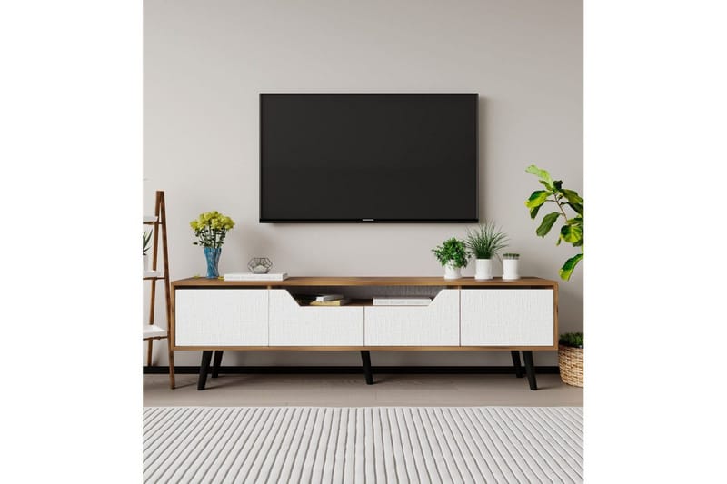 Kollumber Tv-stativ 180x30 cm - Valnöt/Vit - Möbler - TV- & Mediamöbler - Mediastativ & väggfäste - Tv-stativ & Tv-väggfäste