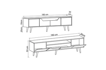 Kollumber Tv-stativ 180x30 cm - Valnöt/Vit - Möbler - TV- & Mediamöbler - Mediastativ & väggfäste - Tv-stativ & Tv-väggfäste