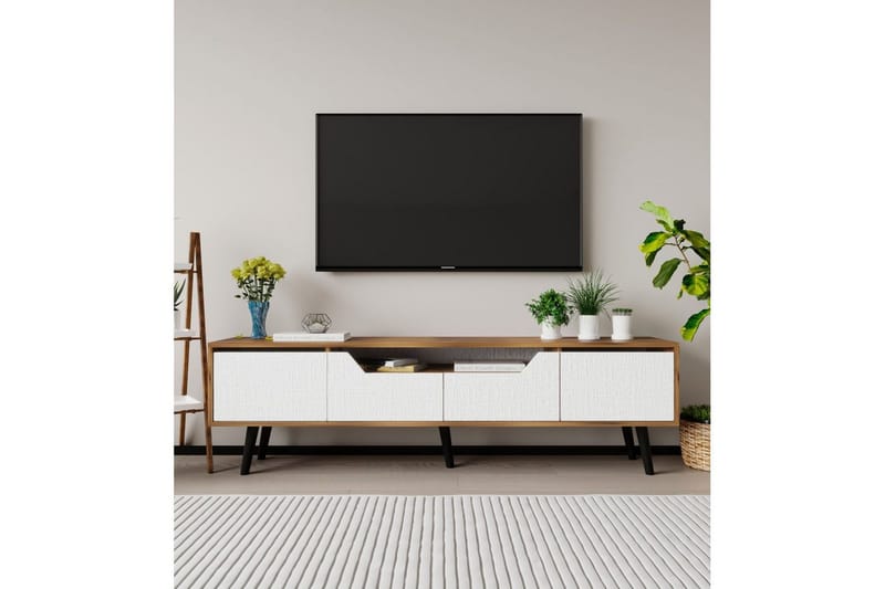 Kollumber Tv-stativ 180x30 cm - Valnöt/Vit - Möbler - TV- & Mediamöbler - Mediastativ & väggfäste - Tv-stativ & Tv-väggfäste
