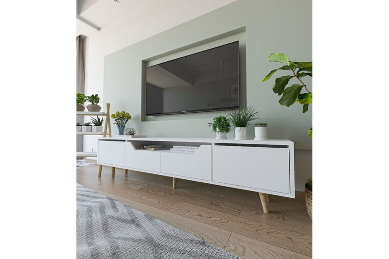 Kollumber Tv-stativ 180x30 cm - Vit - Möbler - TV- & Mediamöbler - Mediastativ & väggfäste - Tv-stativ & Tv-väggfäste