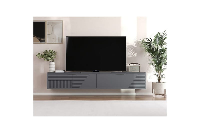 Kulwant Väggmonterad TV Bänk 180 cm med Förvaring i Målat Trä - Antracit - Möbler - TV- & Mediamöbler - TV bänk & mediabänk