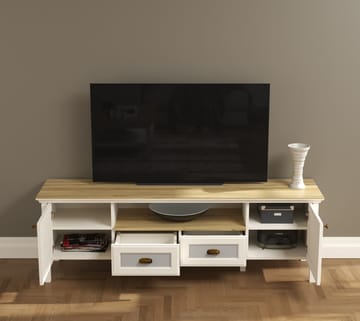 Lopira TV-bänk 180 cm - Crème, ek, grå - Möbler - TV- & Mediamöbler - Mediastativ & väggfäste - Tv-stativ & Tv-väggfäste