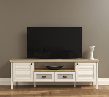 Lopira TV-bänk 180 cm - Crème, ek, grå - Möbler - TV- & Mediamöbler - Mediastativ & väggfäste - Tv-stativ & Tv-väggfäste