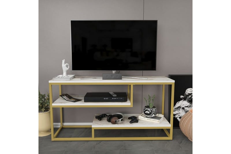 Lorin Tv-bänk 120 cm - Guld - Möbler - TV- & Mediamöbler - TV bänk & mediabänk