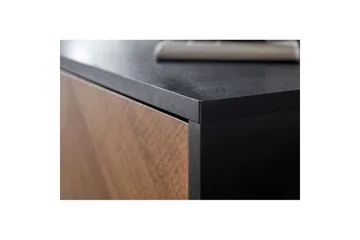 Lowboard Wohnling Ekfanerad med 2 dörrar Förvaringsbrickor Metallben Lantlig stil - Möbler - TV- & Mediamöbler - Mediastativ & väggfäste - Tv-stativ & Tv-väggfäste