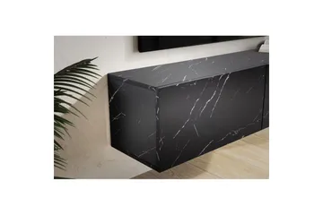 Lowboard Wohnling Folierad upphängning med luckdörr, modern Marmor, Svart, 120 cm - Marmor, Svart, 120 cm - Möbler - TV- & Mediamöbler - TV-hylla