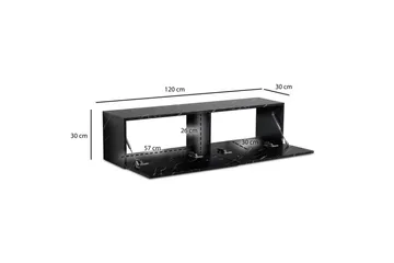 Lowboard Wohnling Folierad upphängning med luckdörr, modern Marmor, Svart, 120 cm - Marmor, Svart, 120 cm - Möbler - TV- & Mediamöbler - TV-hylla