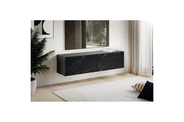 Lowboard Wohnling Folierad upphängning med luckdörr, modern Marmor, Svart, 120 cm - Marmor, Svart, 120 cm - Möbler - TV- & Mediamöbler - TV-hylla