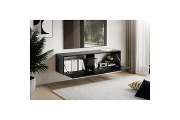 Lowboard Wohnling Folierad upphängning med luckdörr, modern Marmor, Svart, 120 cm - Marmor, Svart, 120 cm - Möbler - TV- & Mediamöbler - TV-hylla