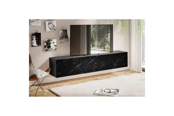 Lowboard Wohnling Folierad upphängning med luckdörr, modern Marmor, Svart, 160 cm - Marmor, Svart, 160 cm - Möbler - TV- & Mediamöbler - TV-hylla