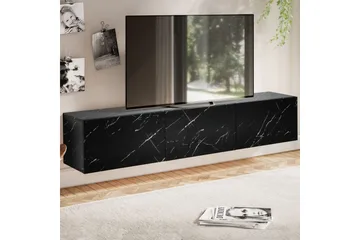 Lowboard Wohnling Folierad upphängning med luckdörr, modern Marmor, Svart, 160 cm - Marmor, Svart, 160 cm - Möbler - TV- & Mediamöbler - TV-hylla