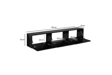 Lowboard Wohnling Folierad upphängning med luckdörr, modern Marmor, Svart, 160 cm - Marmor, Svart, 160 cm - Möbler - TV- & Mediamöbler - Mediastativ & väggfäste - Tv-stativ & Tv-väggfäste