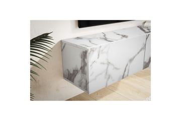 Lowboard Wohnling Folierad upphängning med luckdörr, modern Marmor, Vit, 120 cm - Marmor, Vit, 120 cm - Möbler - TV- & Mediamöbler - TV-hylla
