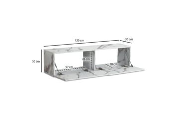 Lowboard Wohnling Folierad upphängning med luckdörr, modern Marmor, Vit, 120 cm - Marmor, Vit, 120 cm - Möbler - TV- & Mediamöbler - Mediastativ & väggfäste - Tv-stativ & Tv-väggfäste