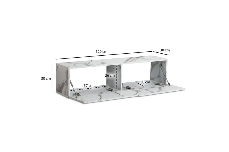 Lowboard Wohnling Folierad upphängning med luckdörr, modern Marmor, Vit, 120 cm - Marmor, Vit, 120 cm - Möbler - TV- & Mediamöbler - Mediastativ & väggfäste - Tv-stativ & Tv-väggfäste