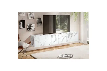 Lowboard Wohnling Folierad upphängning med luckdörr, modern Marmor, Vit, 160 cm - Marmor, Vit, 160 cm - Möbler - TV- & Mediamöbler - TV-hylla